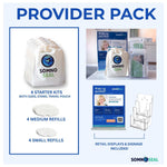 Somno Seal Provider Pack with starter kits, refills, and retail displays on a white background.